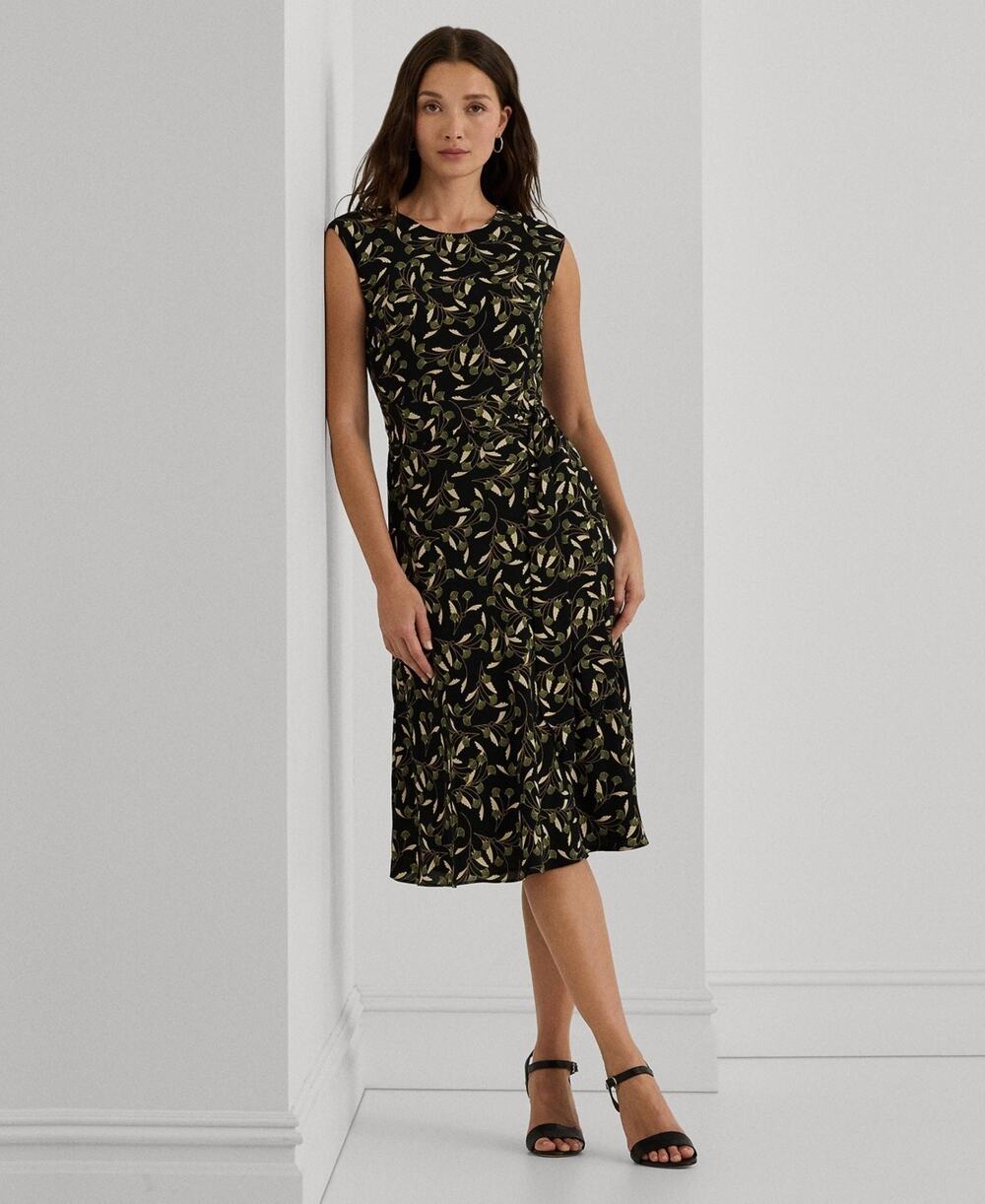 Lauren Ralph Lauren Floral Belted Bubble Crepe Dress Size 8 3988 (MISSINGBELT)